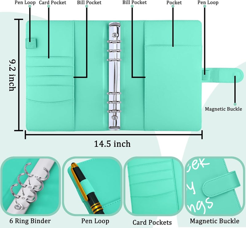 Antner 52 Week Savings Challenge Binder with Cash Envelopes, A5 Budget Binder Savings Challenges Book with 4 Savings Challenges Tracker to Save $5,200 and $2,600 and $10,000 and DIY, Light Green - Image 4